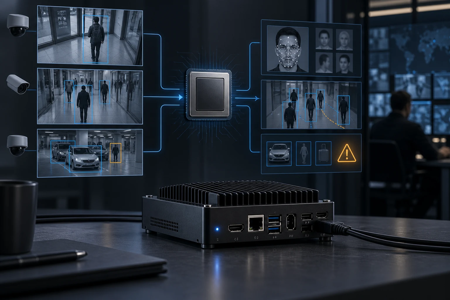 Embedded edge device running computer vision across multiple camera feeds